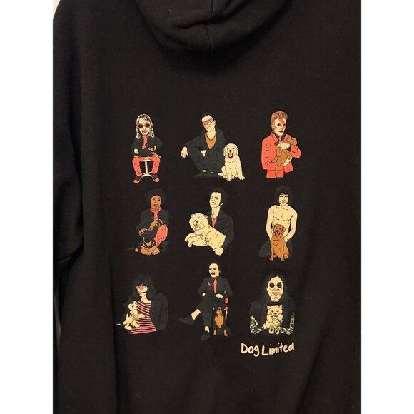 DOGS LIMITED ROCKERS WITH PUPPIES Black Hoodie Ozzie Bowie‎ Bono Sz Large EUC - Picture 3 of 15